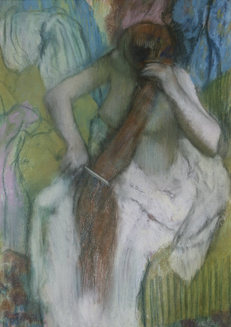 Mujer peinándose el cabello de Edgar Degas