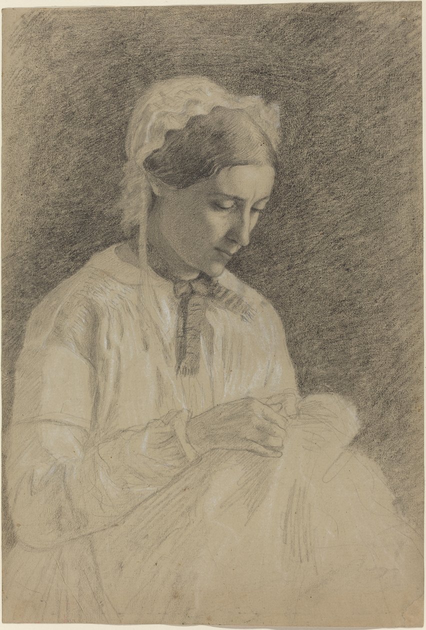 Mujer bordando, 1855-1860 de Edgar Degas