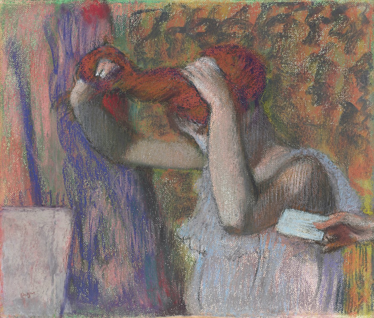 Mujer peinándose, la carta, c.1888-1892 de Edgar Degas