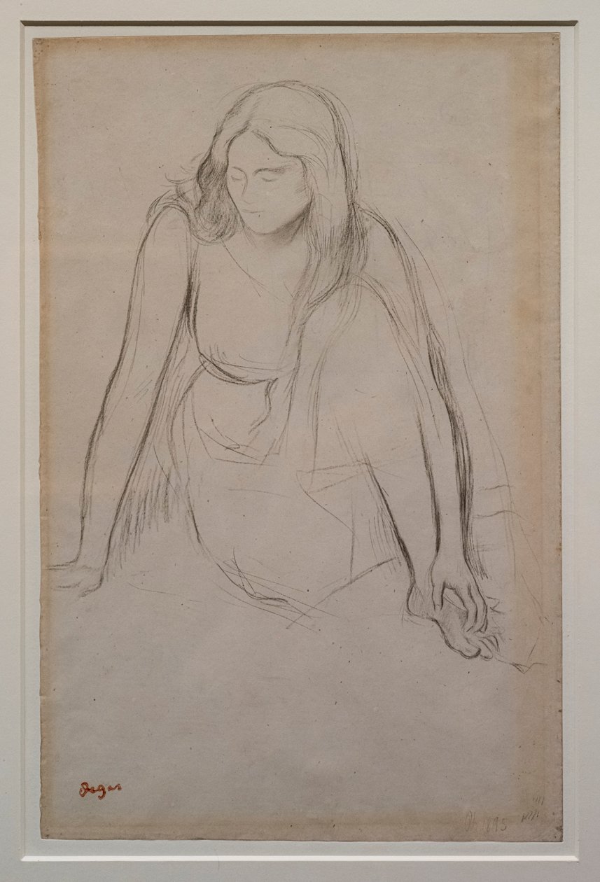 Mujer sentada al borde del agua de Edgar Degas