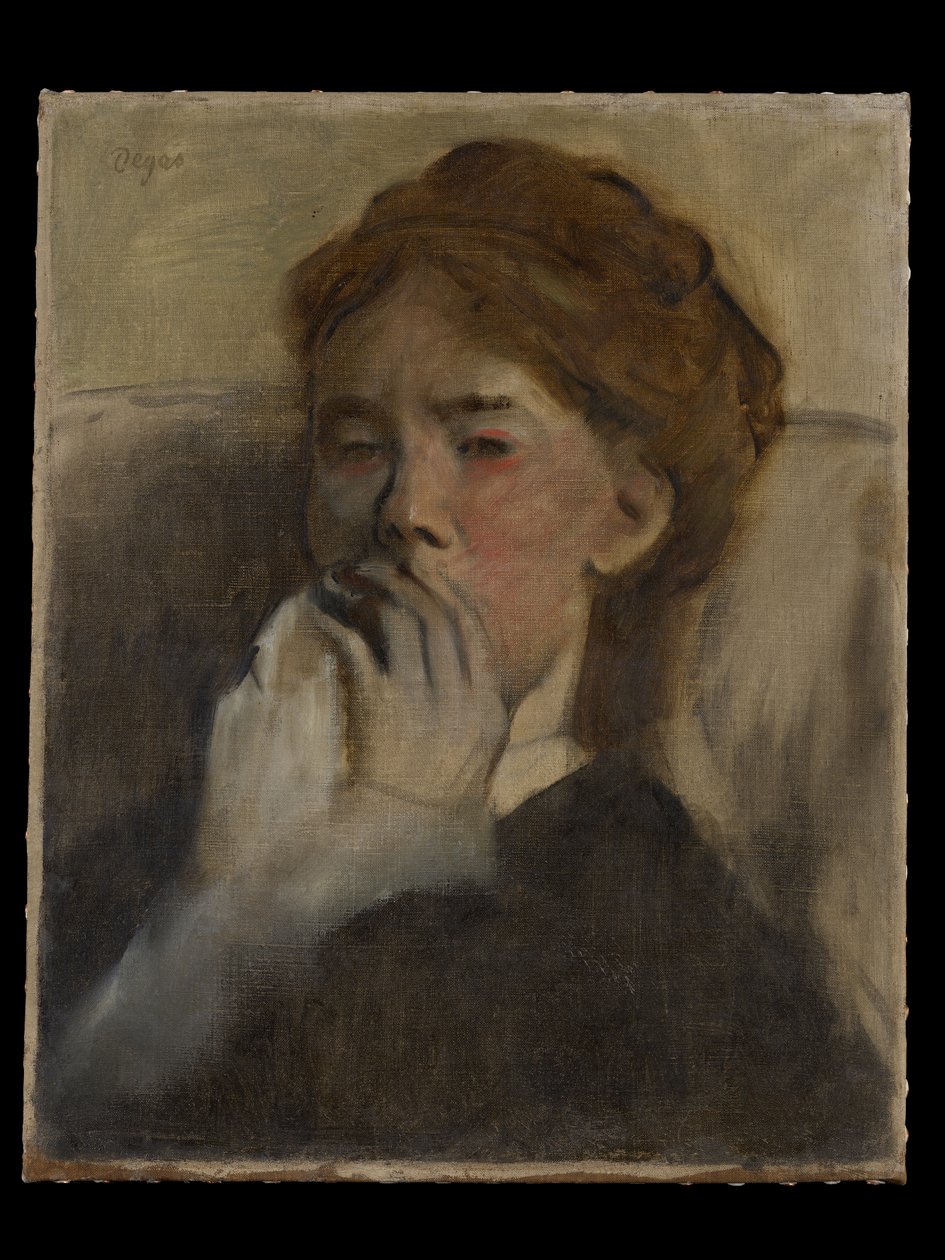 Joven con la mano sobre la boca de Edgar Degas