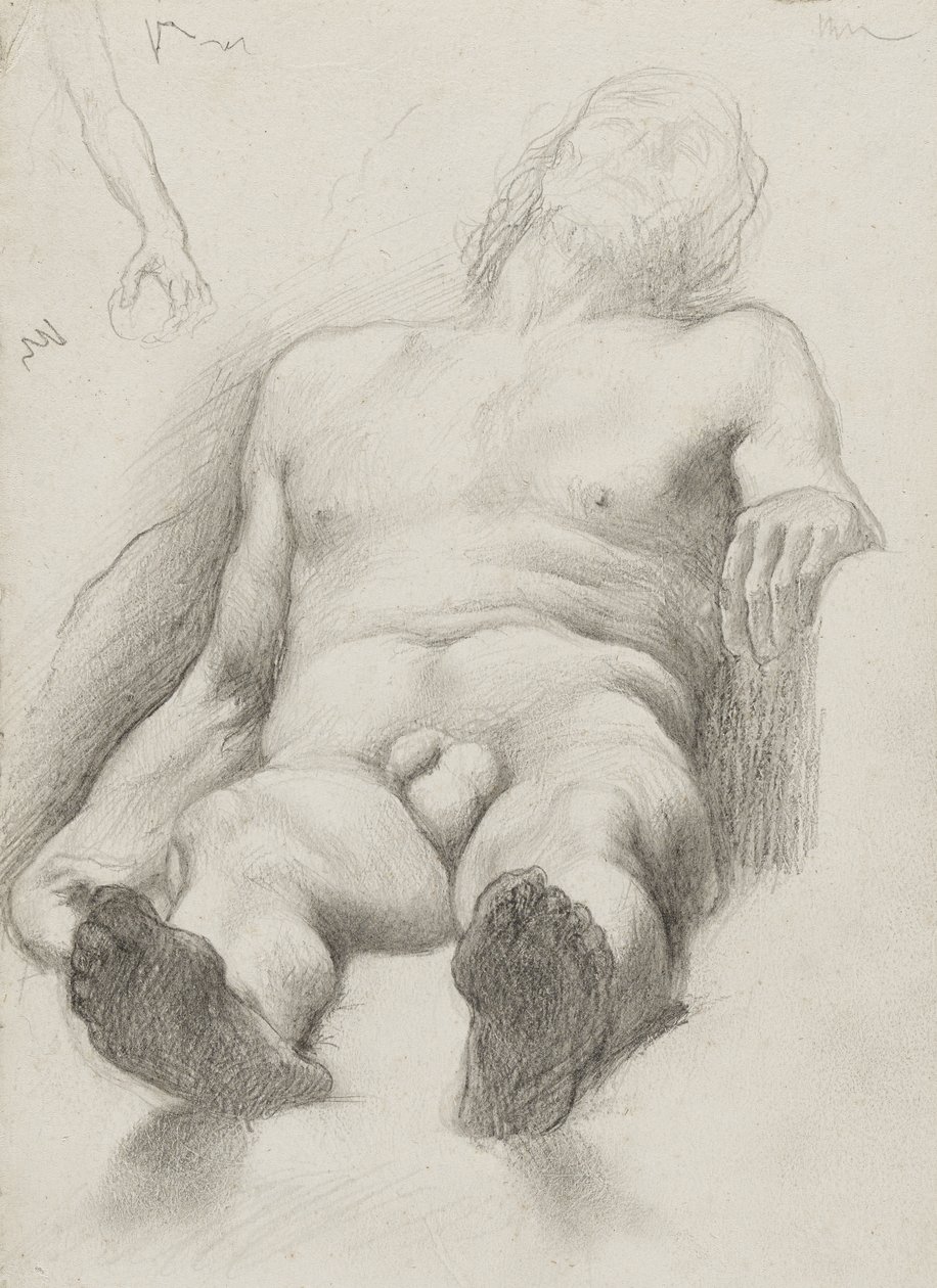 Estudio - Hombre Desnudo Acostado, 1856-58 de Edgar Degas