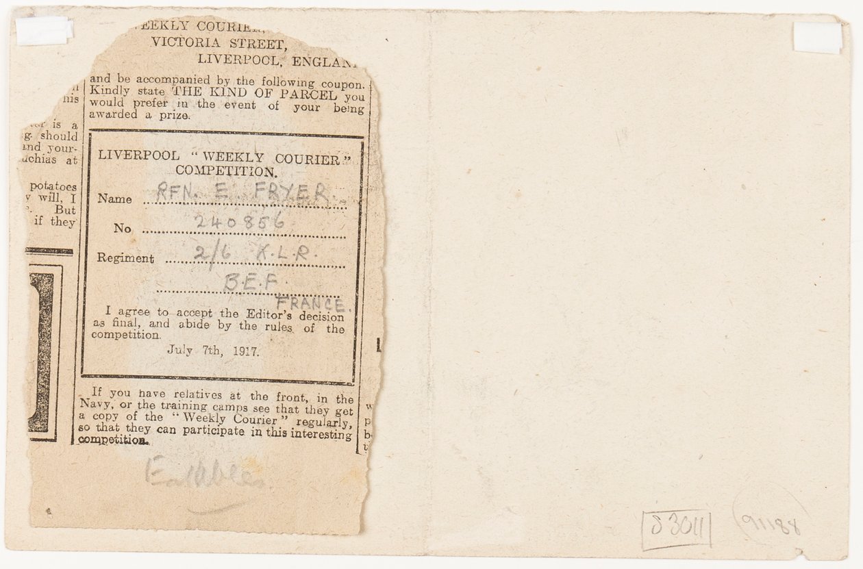 Envío al editor de un concurso de periódico, 1917 de Edgar Fryer