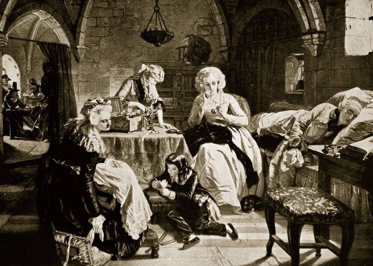 Luis XVI y su familia en el Templo, ilustración de 