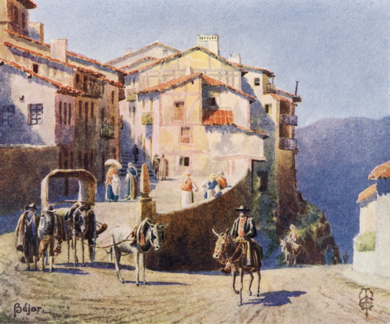 Norte de España: Béjar, una aproximación a la ciudad (litografía en color) de Edgar T. A. Wigram