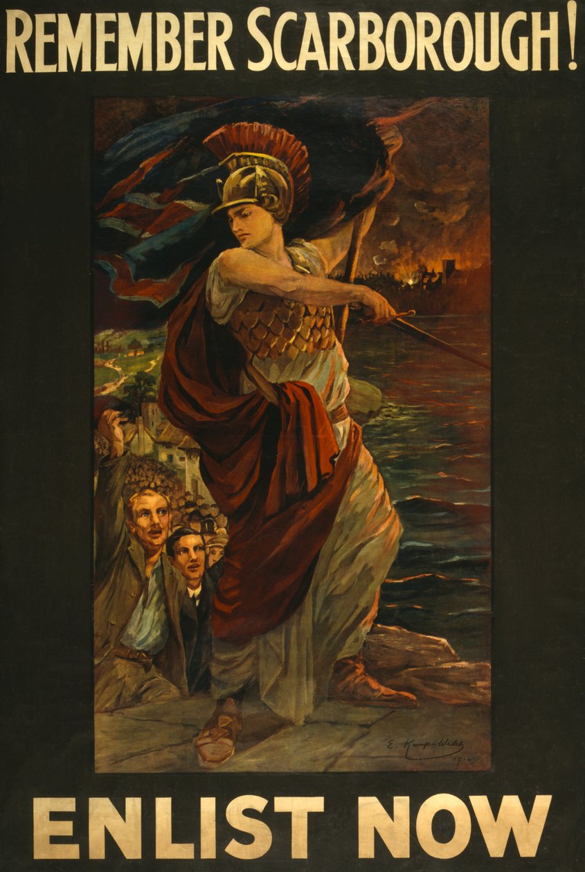 Póster de reclutamiento Recuerda Scarborough! Enlista ahora, pub. 1914 de Edith Kemp Welch