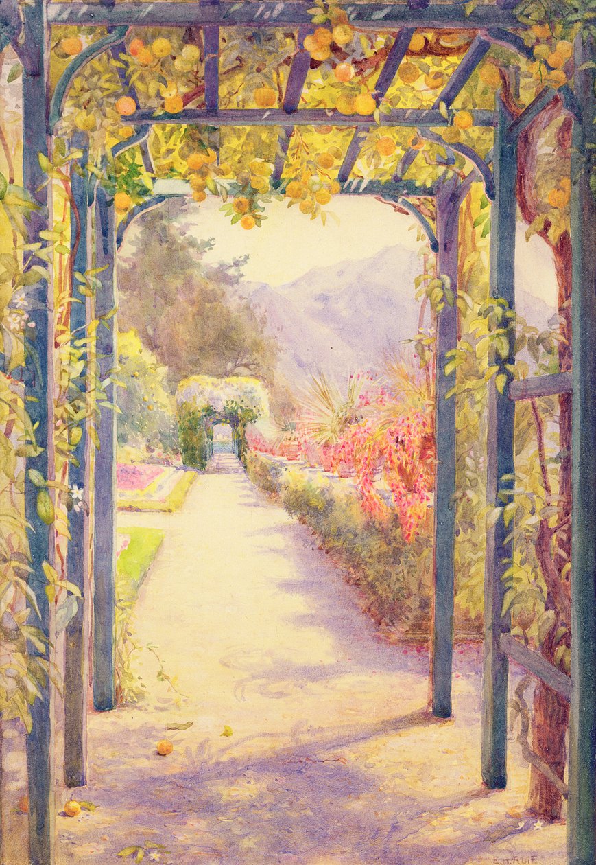 Una pérgola italiana (acuarela sobre papel) de Edith Helena Adie