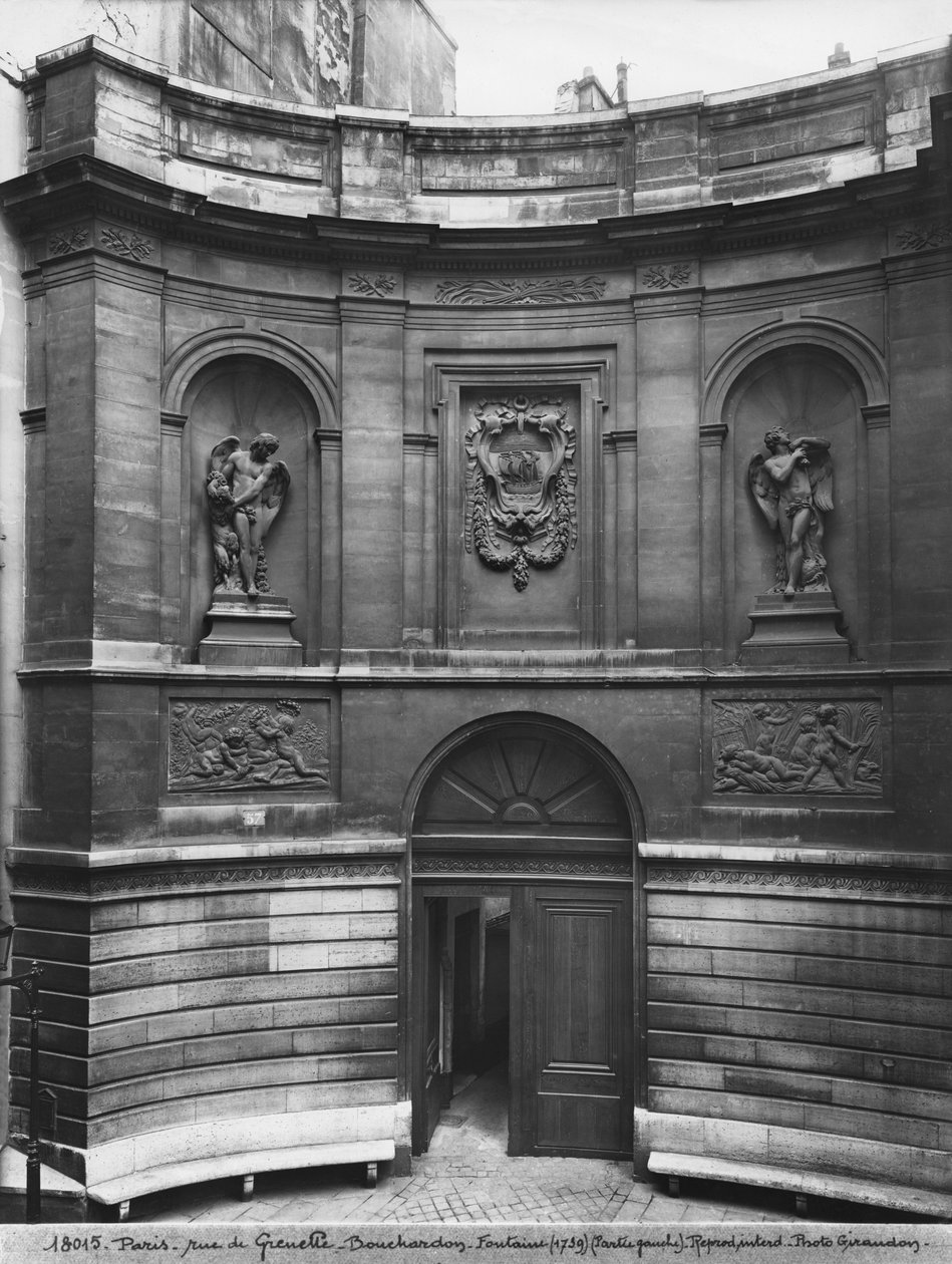 Vista de la Fuente de las Cuatro Estaciones, parte izquierda, rue de Grenelle, 1739-46 (detalle) de Edmé Bouchardon