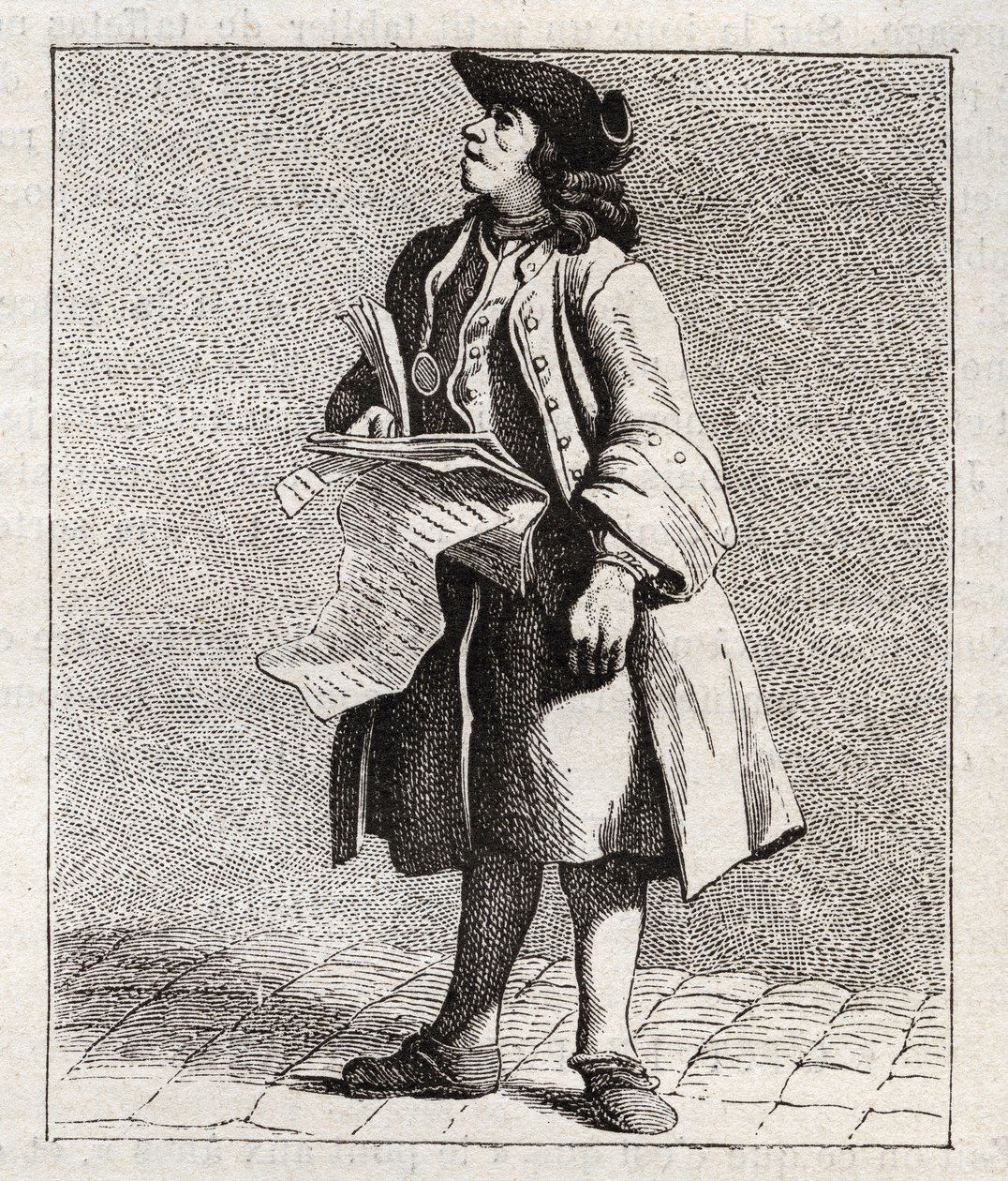 El pregonero de los números ganadores (Lotería) - Pequeño oficio de París (Études prises dans le bas Peuple, ou les Cris de Paris) - grabado por Edme Bouchardon (1698-1762) de Edmé Bouchardon