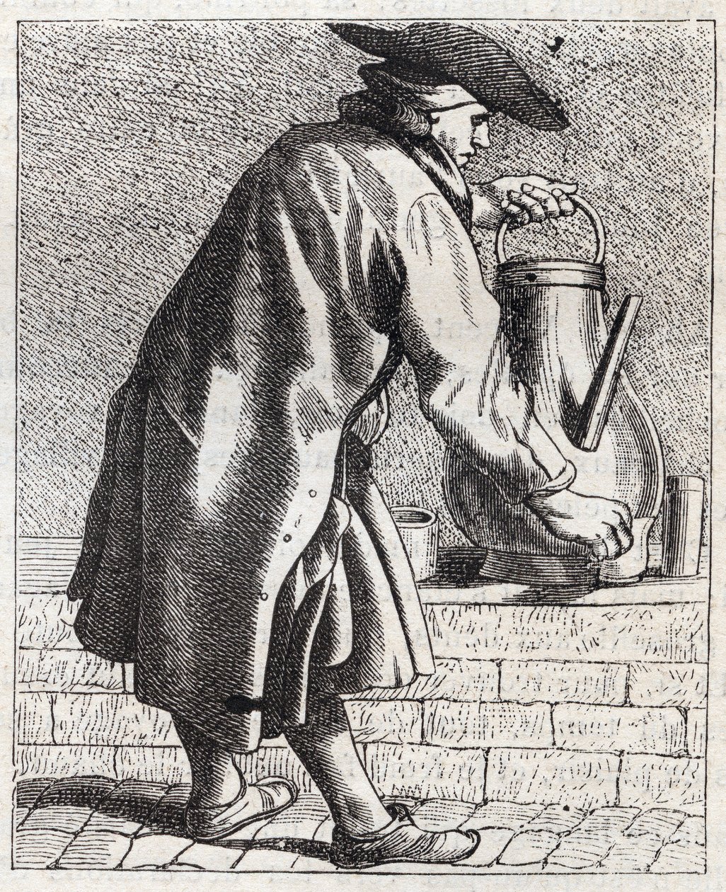 El vendedor de café - Pequeño oficio de París (Études prises dans le bas Peuple, ou les Cris de Paris) - grabado por Edme Bouchardon (1698-1762) de Edmé Bouchardon