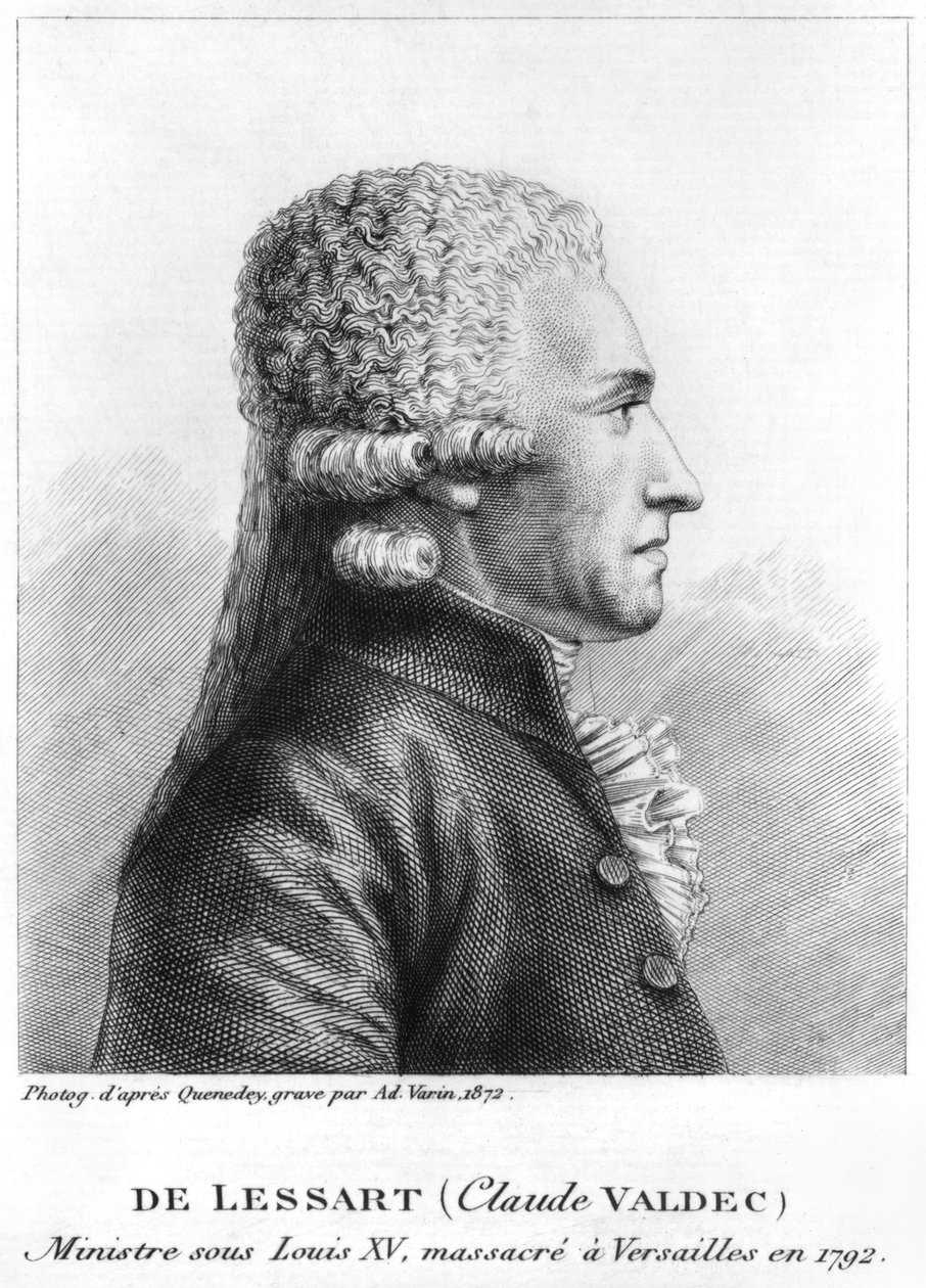 Retrato de Claude Valdec de Lessart (1741-92) grabado por Ad. Varin, 1872 de Edme Quenedey
