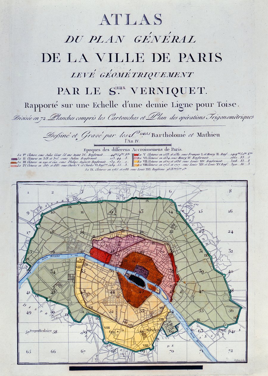 Atlas del Plan General de la Ciudad de París, 1796 de Edme Verniquet