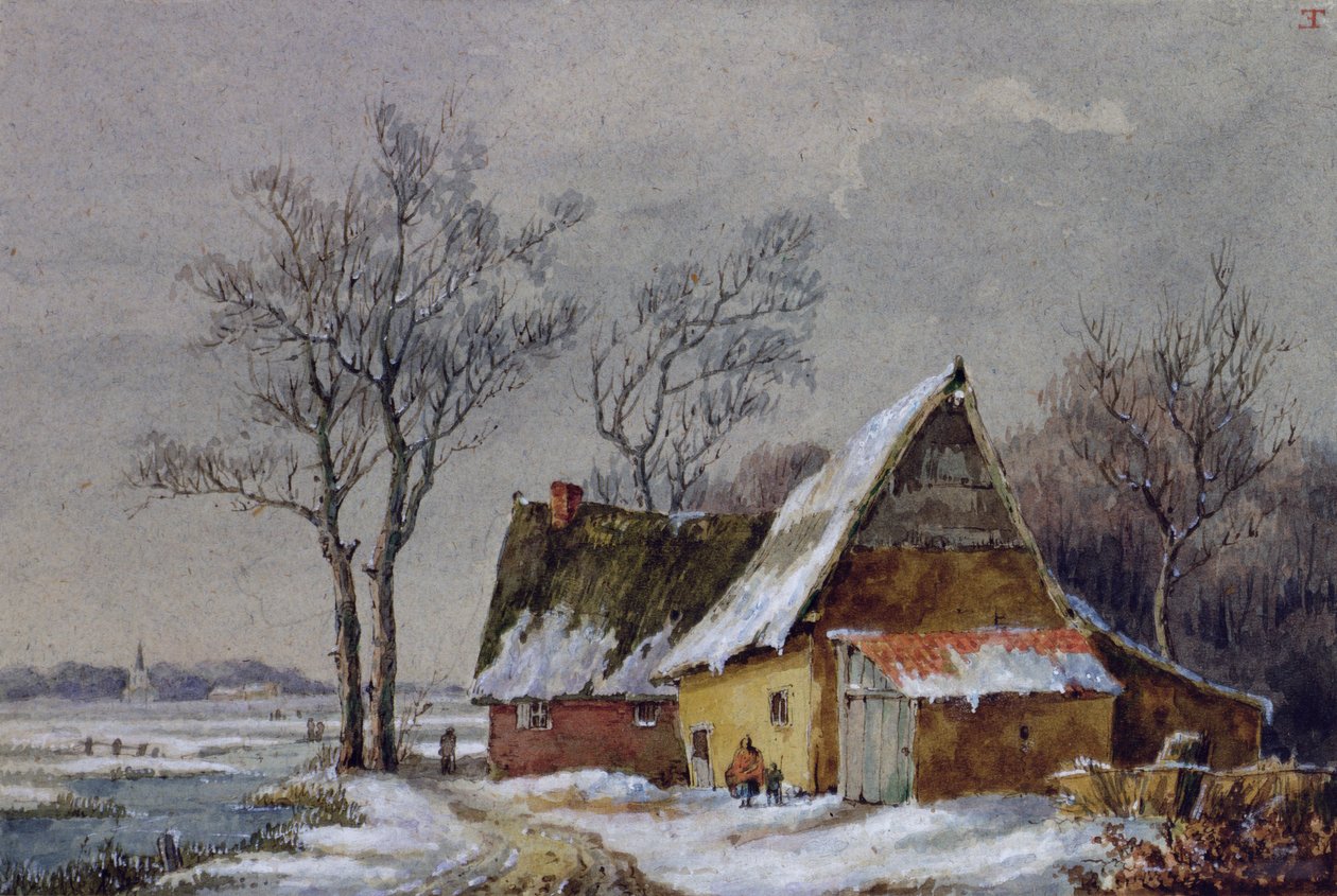 Escena de invierno en los Países Bajos de Edmond Jean