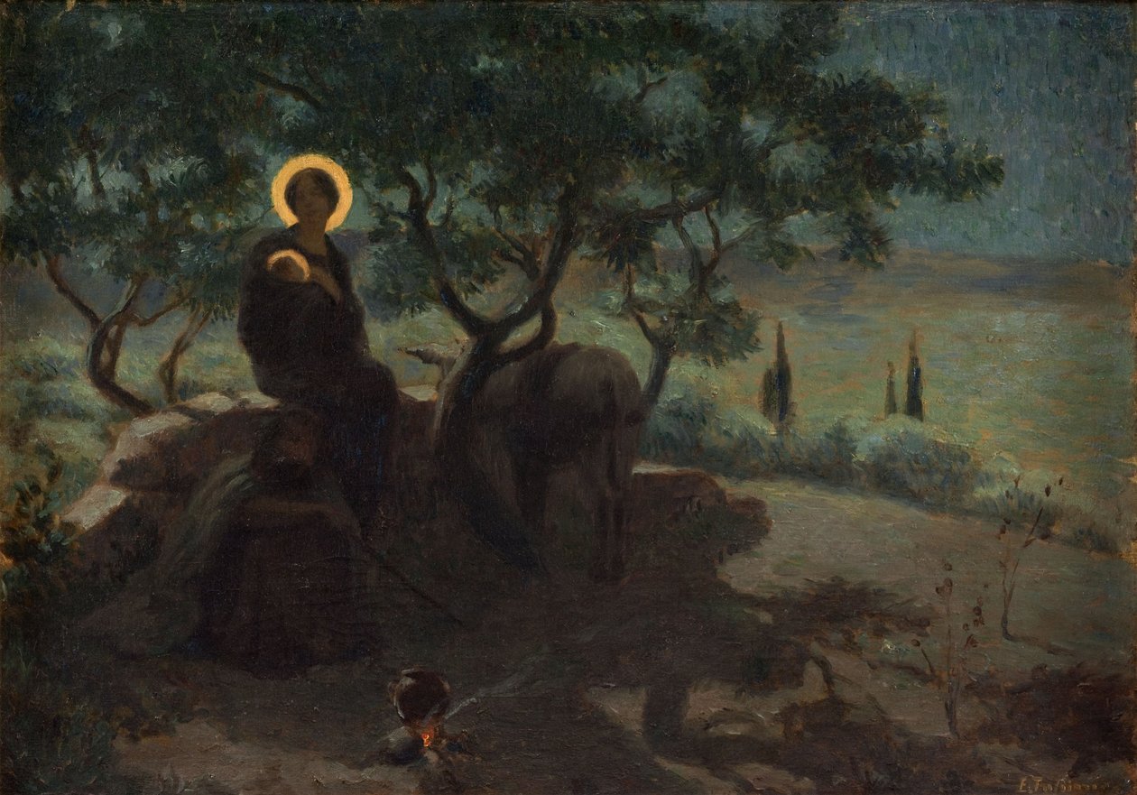 Huida a Egipto, hacia 1915 (óleo sobre lienzo) de Edmond (1861 1943) Tapissier