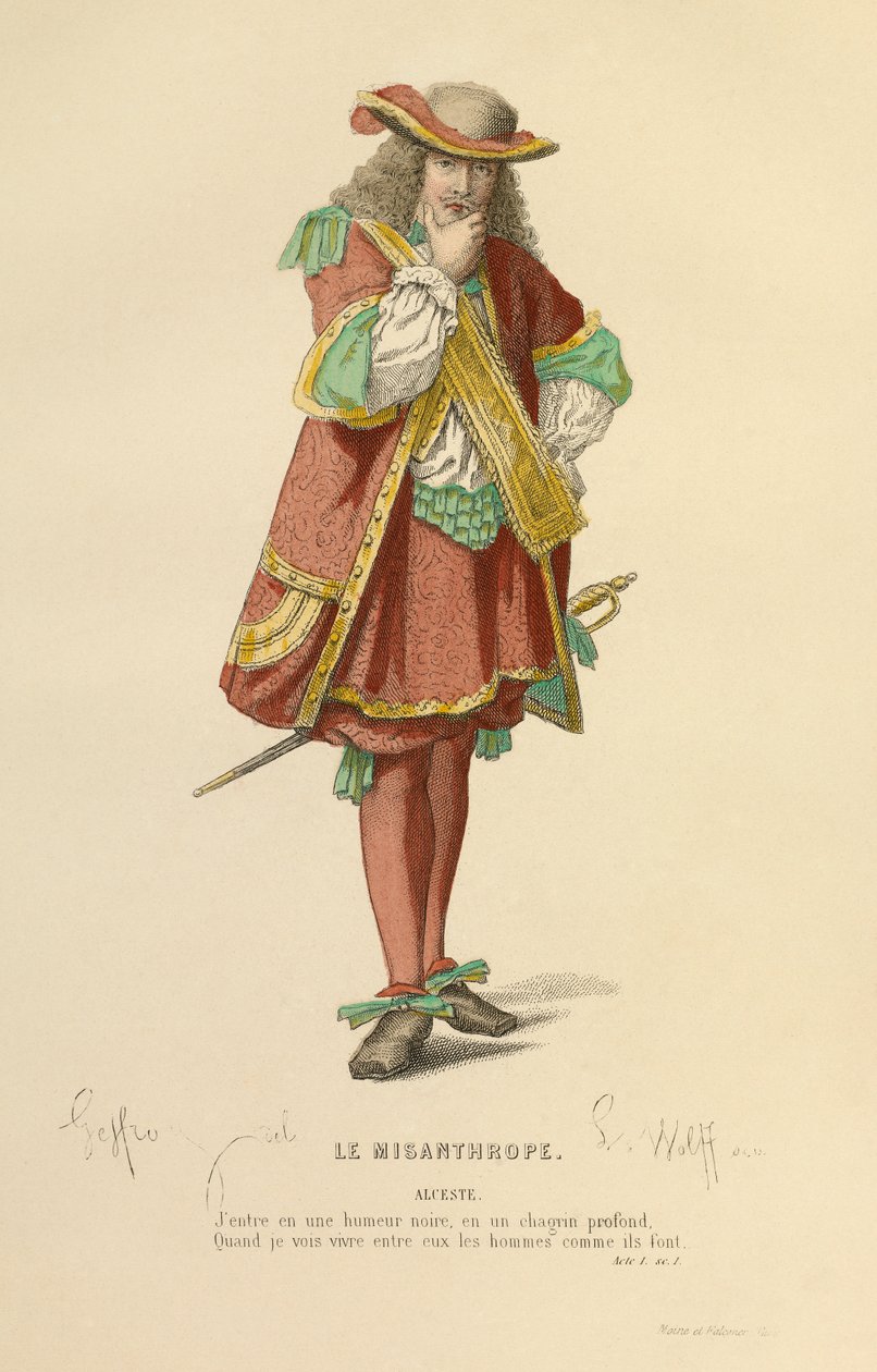 Traje para el papel de Alceste, hacia 1868 (grabado) de Edmond Aime Florentin Geffroy