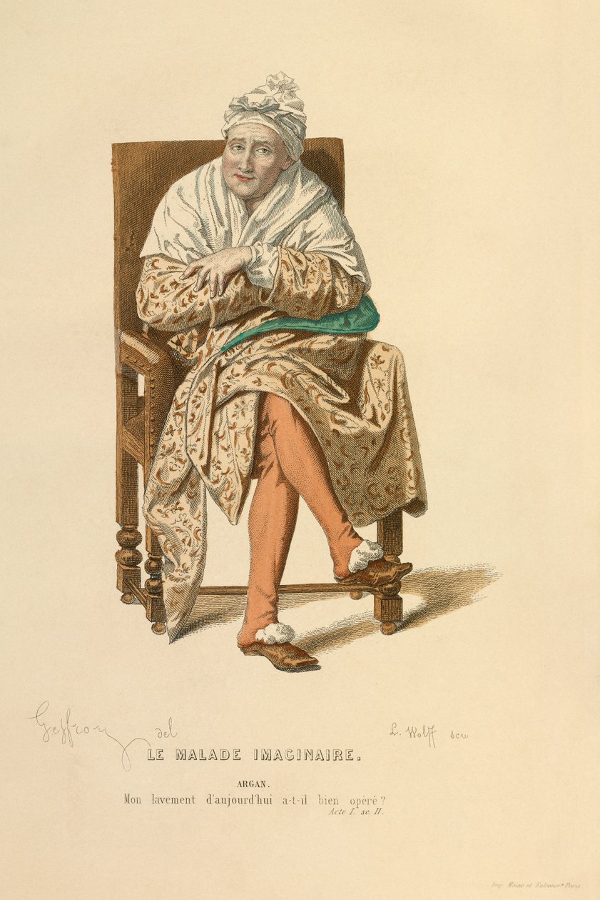 Traje para el papel de Argán, c.1868 (grabado) de Edmond Aime Florentin Geffroy
