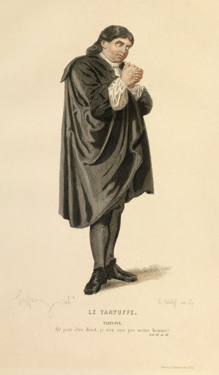 Traje para el papel de Tartufo, hacia 1868 (grabado) de Edmond Aime Florentin Geffroy