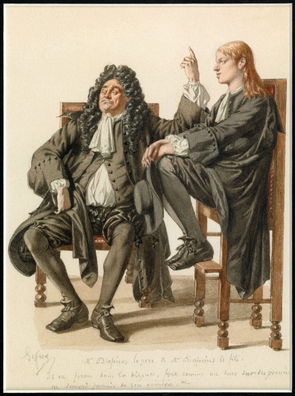 Retrato de Monsieur Diafoirus pere et fils, c.1870 (acuarela) de Edmond Aime Florentin Geffroy