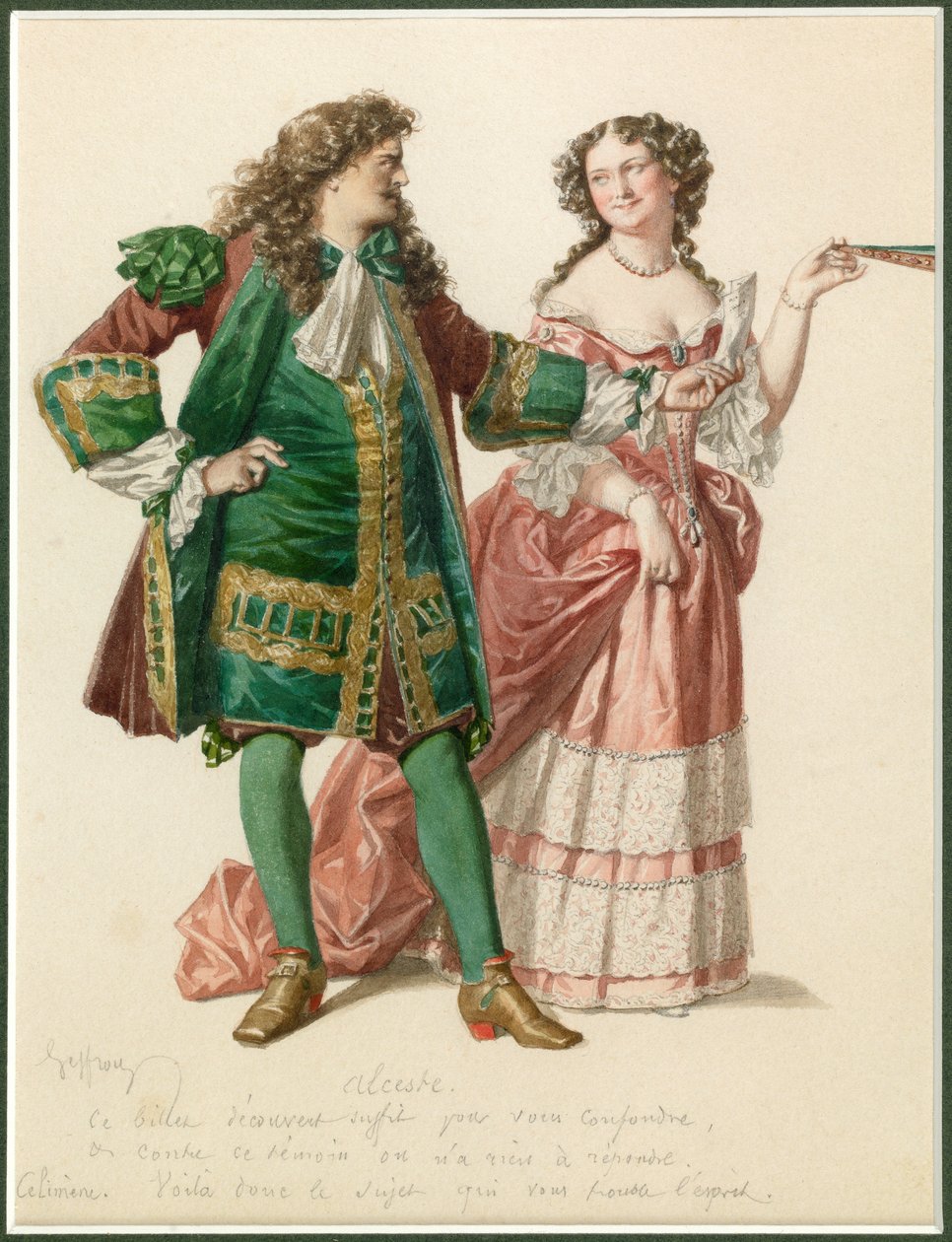 Retrato de Alceste y Celimene, c.1870 (acuarela) de Edmond Aime Florentin Geffroy