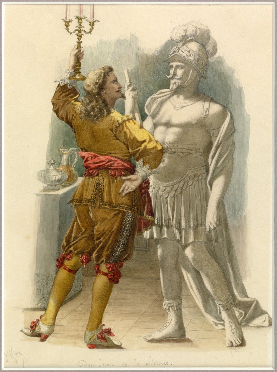 Retrato de Dom Juan y la estatua, c.1870 (acuarela) de Edmond Aime Florentin Geffroy