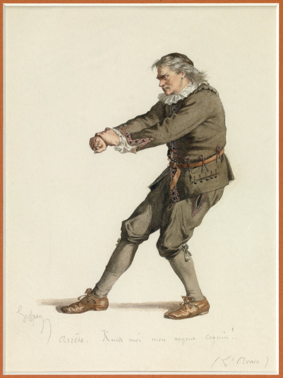 Retrato de Harpagon, c.1870 (acuarela) de Edmond Aime Florentin Geffroy