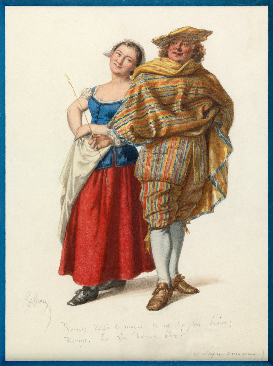 Retrato de Marinette y René el Gordo, c.1870 (acuarela) de Edmond Aime Florentin Geffroy