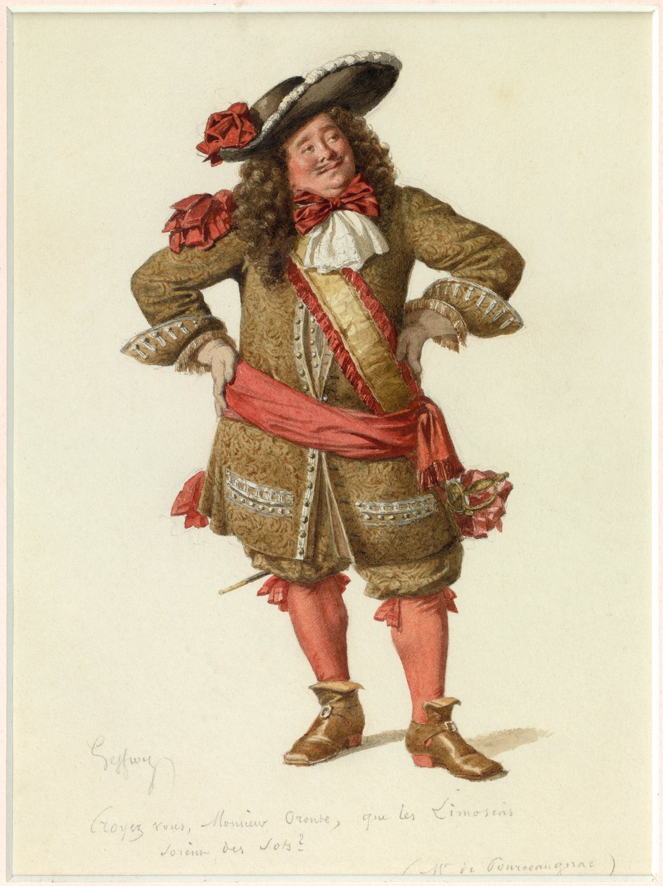 Retrato de Monsieur de Pourceaugnac, c.1870 (acuarela) de Edmond Aime Florentin Geffroy