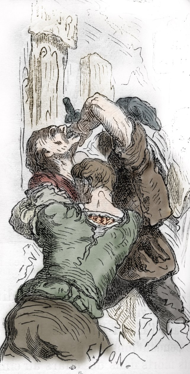 Peste Negra: matanza de judíos, 1348, ilustración de "Histoire-populaire-de-France" por Charles Lahure, 1866 de Edmond Charles Yon