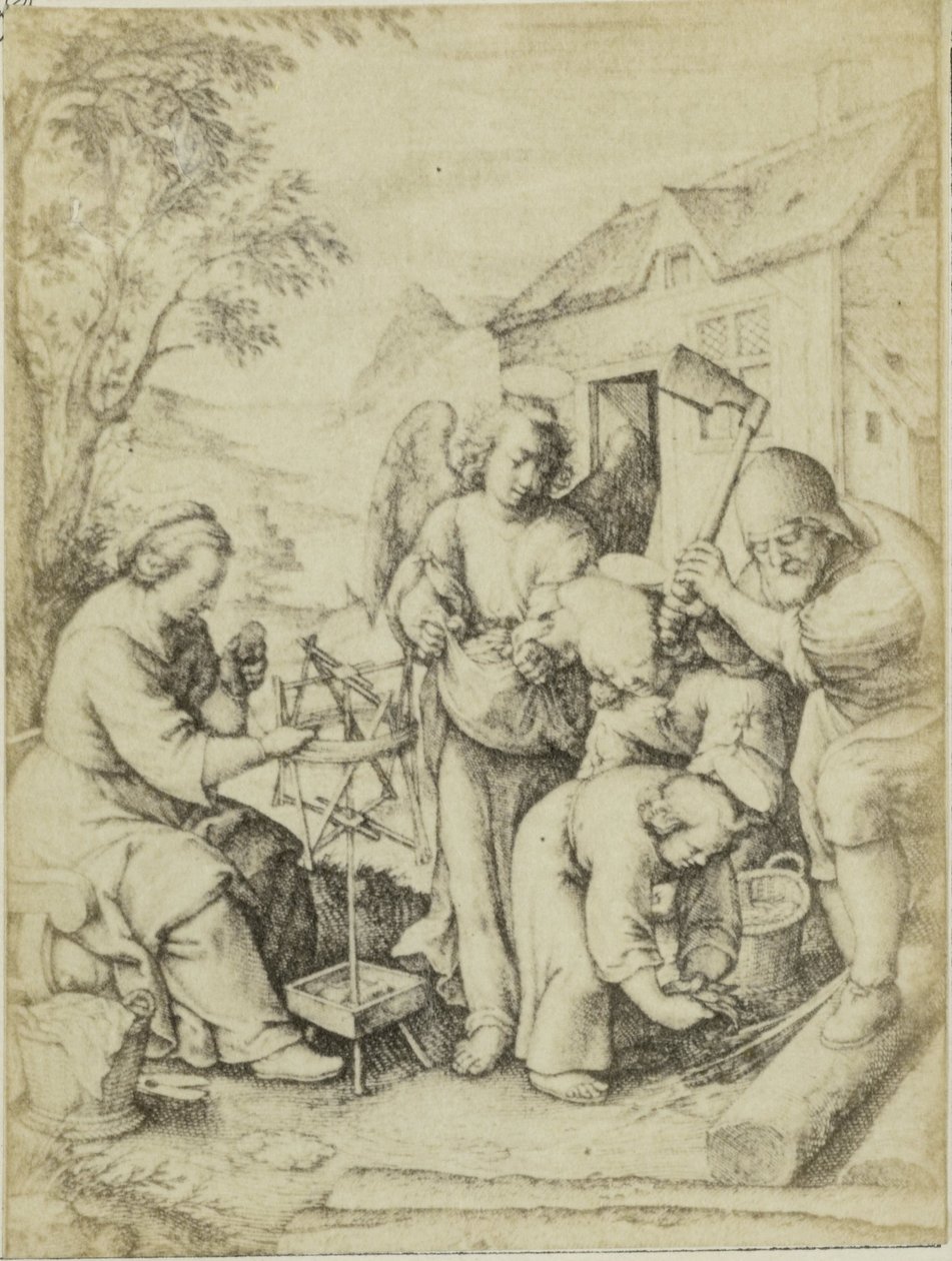 Fotoreproductie van de gravure La puerta de fichas Hieronymus Wierix Chips (título en el objeto) de Edmond Fierlants