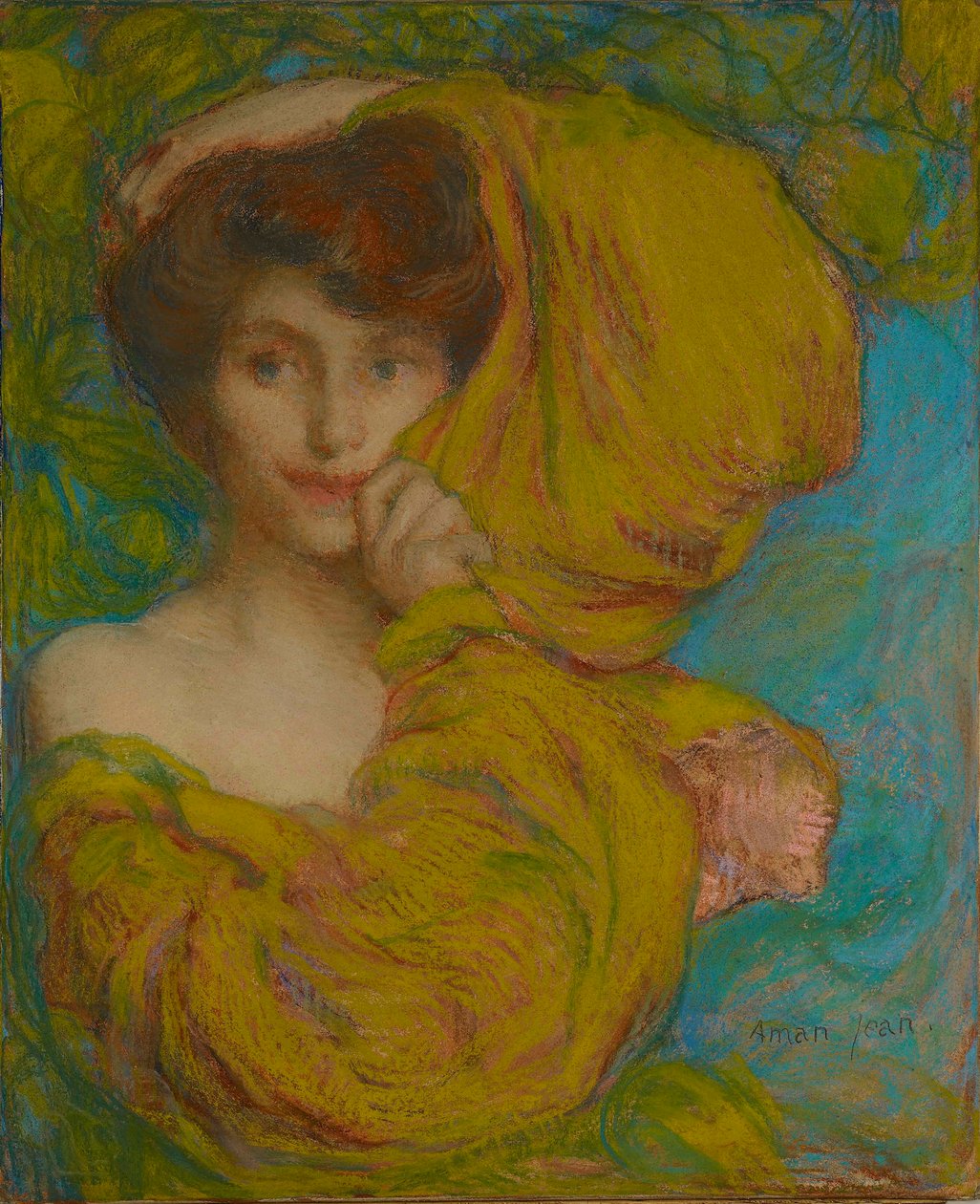 Joven con bufanda amarilla, c. 1900 de Edmond François Aman Jean