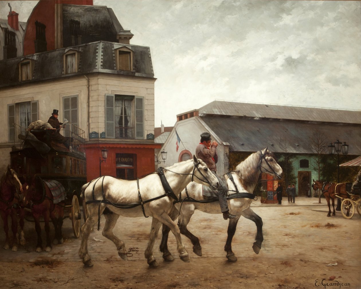 Una parada de coche en la Place de Passy de Edmond Georges Grandjean