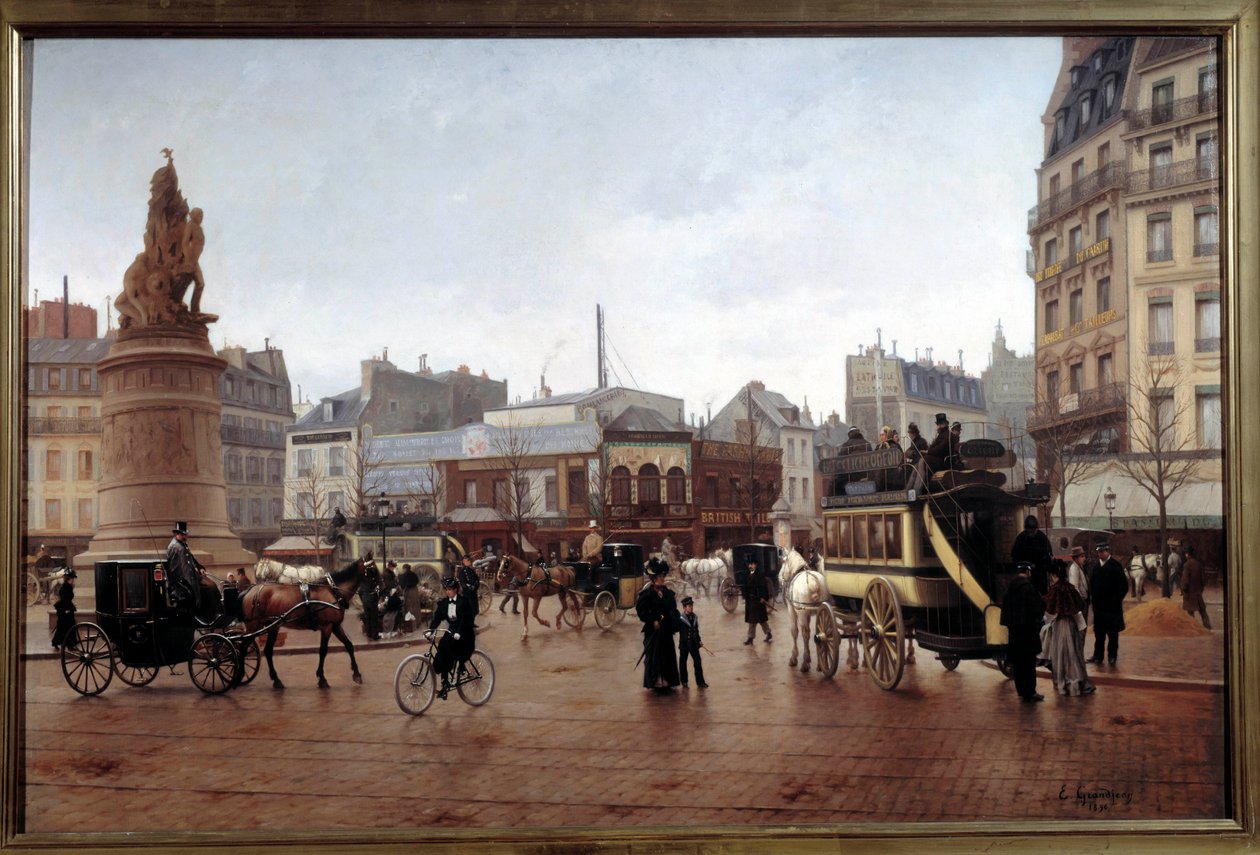 Vista de la Place Clichy en 1896 Pintura de Edmond Grandjean (1844-1908) 1896 de Edmond Georges Grandjean