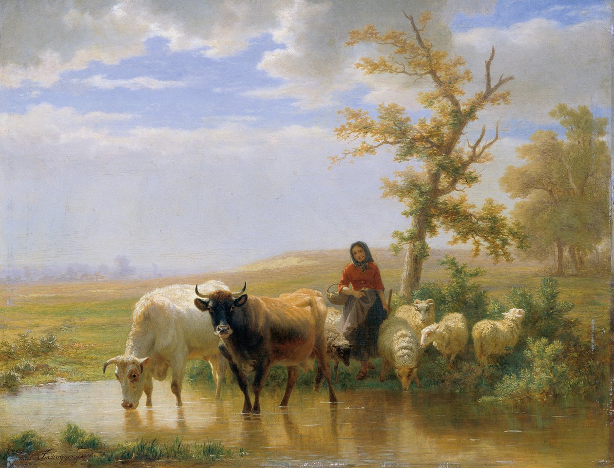 Alemán: vacas y ovejas de Edmond Jean Baptiste Tschaggeny