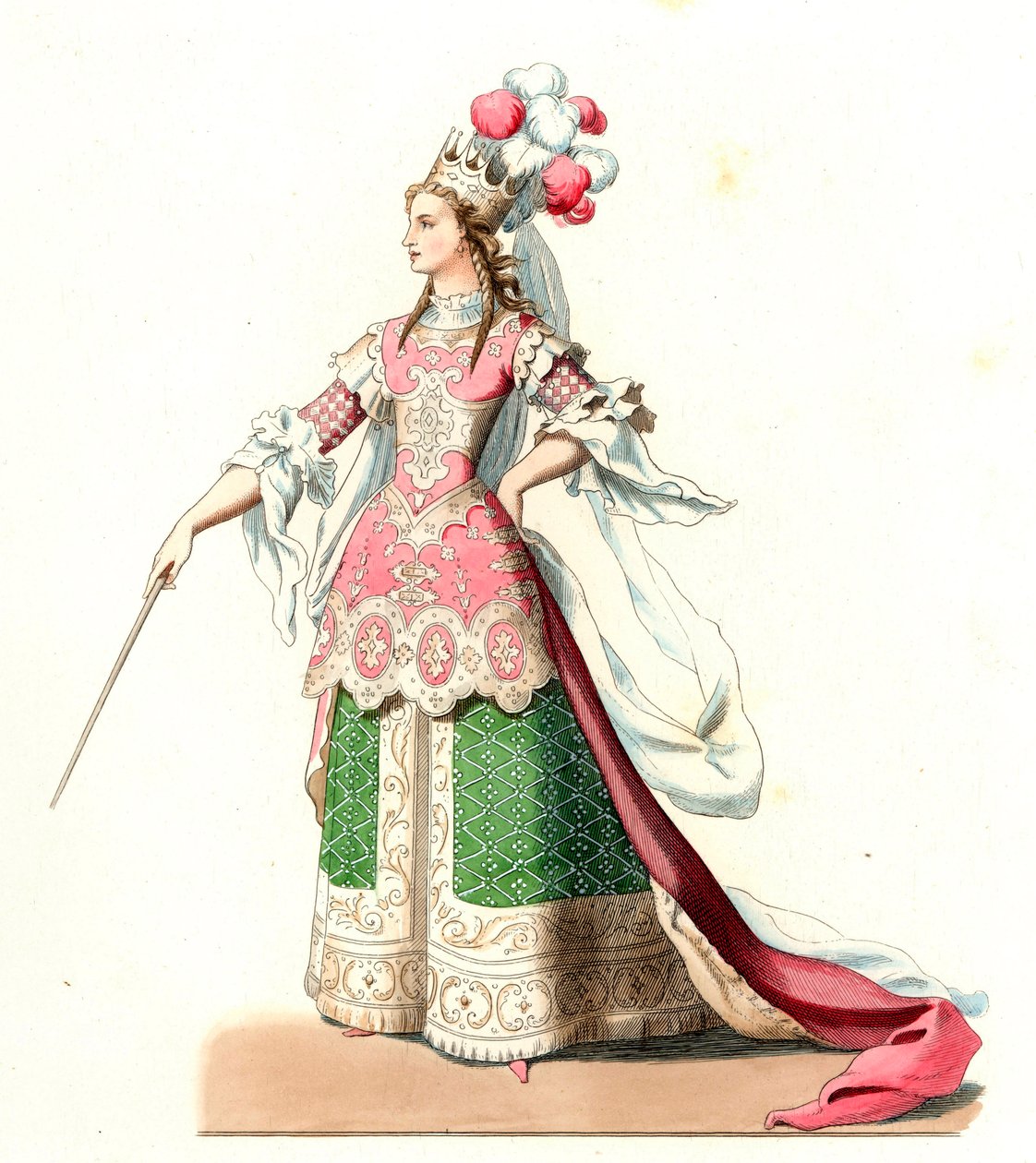 Mujer francesa en traje de baile de ballet de Edmond Lechevallier-Chevignard