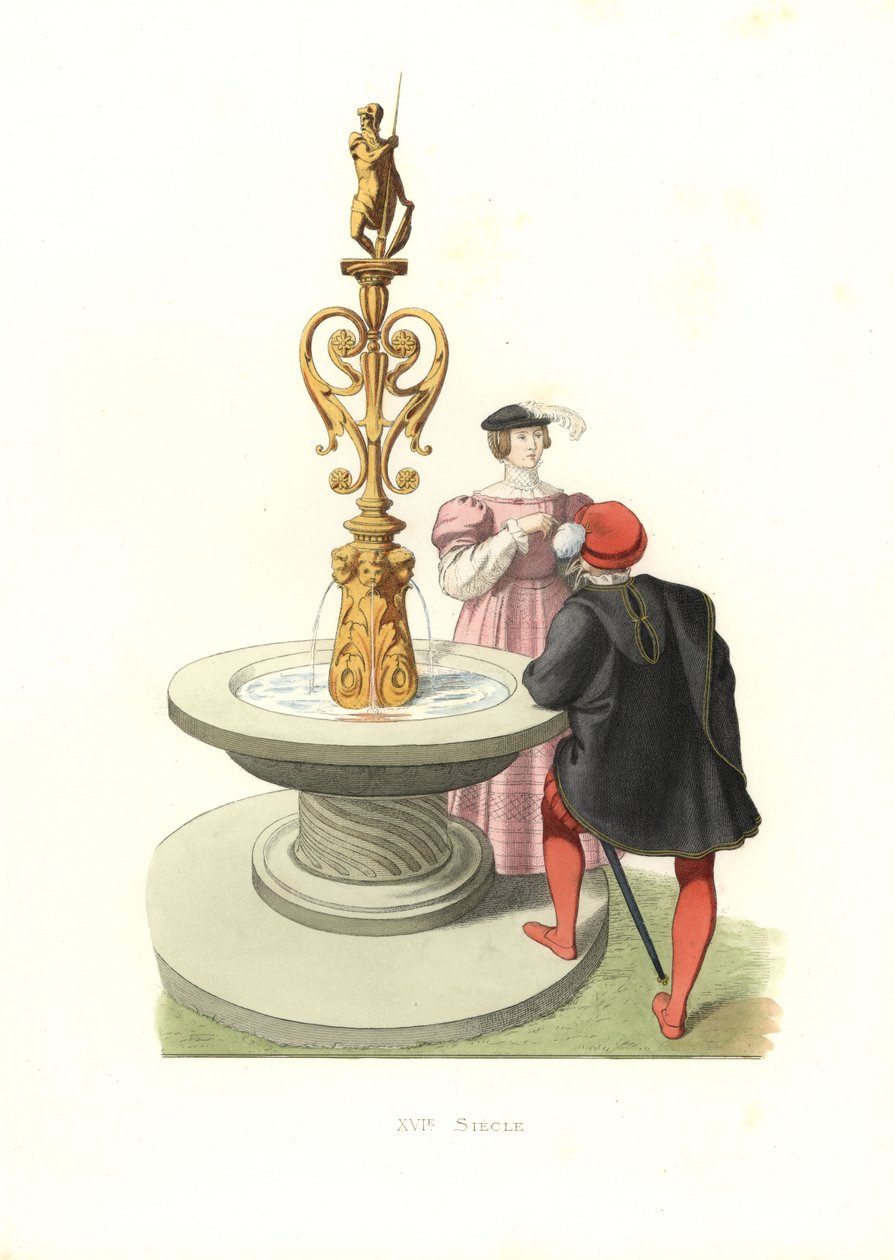 Caballero y dama, Inglaterra de Edmond Lechevallier Chevignard