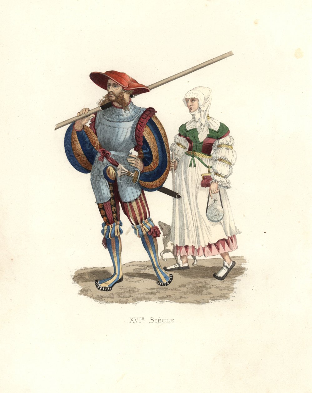 Lancero alemán y campesina de Edmond Lechevallier Chevignard