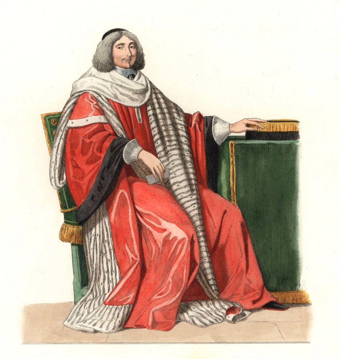 Jean Antoine de Mesme, señor de Irval, conde de Avaux, magistrado francés siglo XVII, después de una pintura de 1653, por Philippe de Champaigne - Litografía basada en una ilustración de Edmond Lechevallier-Chevignard de Edmond Lechevallier Chevignard