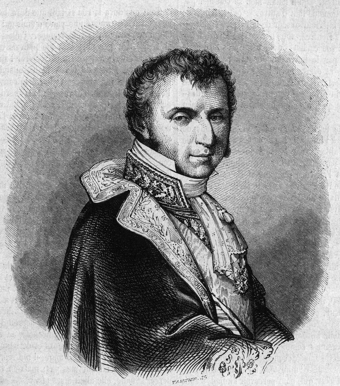 Retrato de Nicolas François Mollien (1758-1850), político francés. Grabado por Chevignard en 