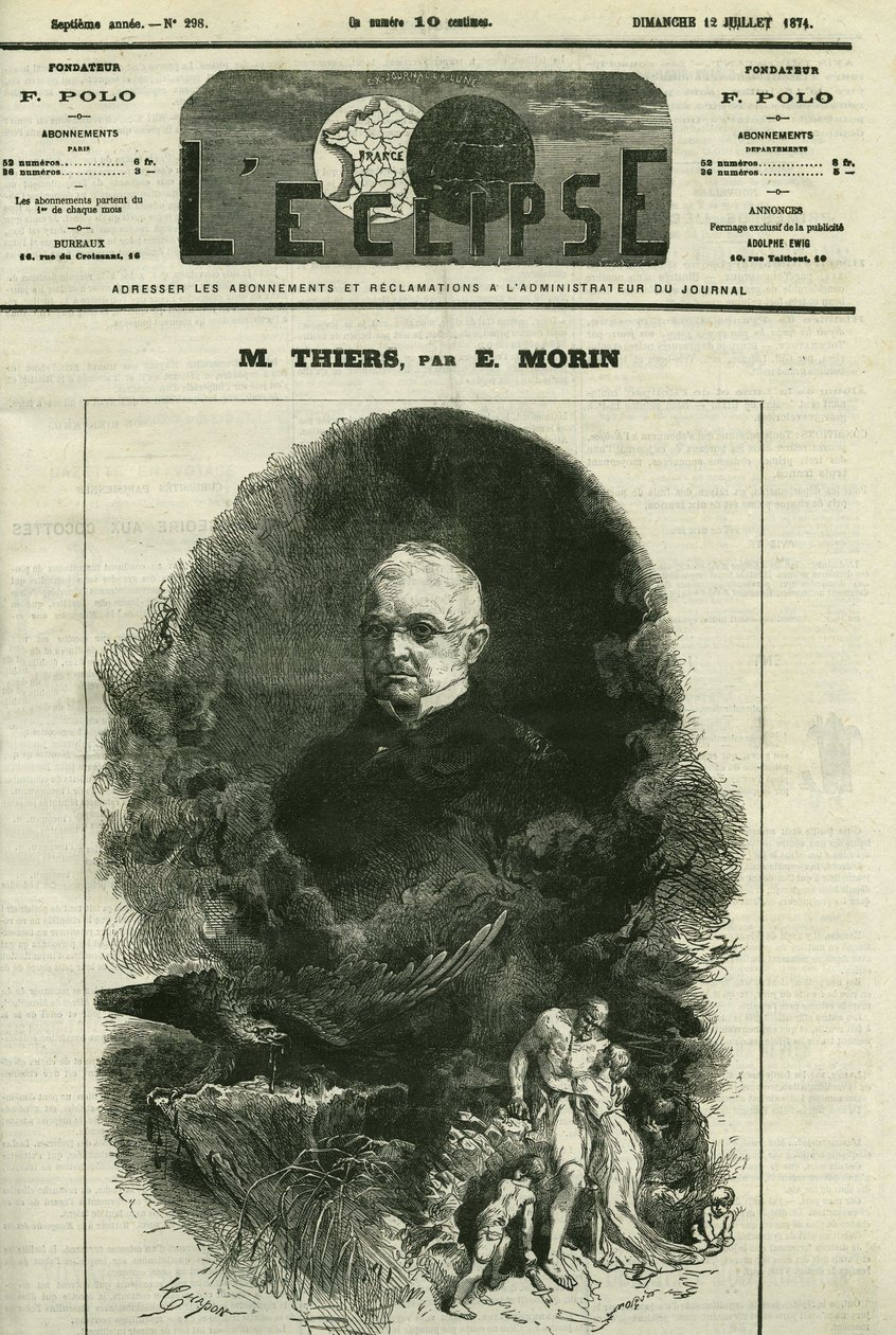 Retrato de Adolphe Thiers (1797-1877), político francés. Portada en “L