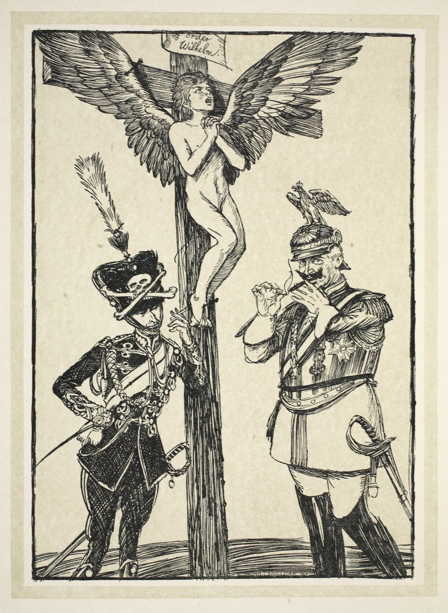 La Crucifixión de Bélgica, ilustración de The Kaiser