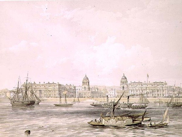 Hospital de Greenwich, grabado por Thomas Picken, publicado en 1852 por Lloyd Bros. & Co. de Edmund (after) Walker