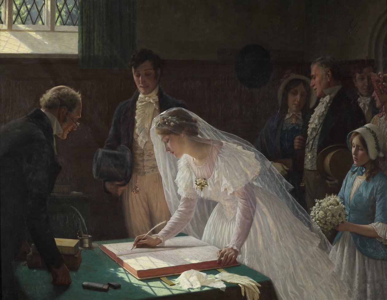Firmando el registro de Edmund Blair Leighton
