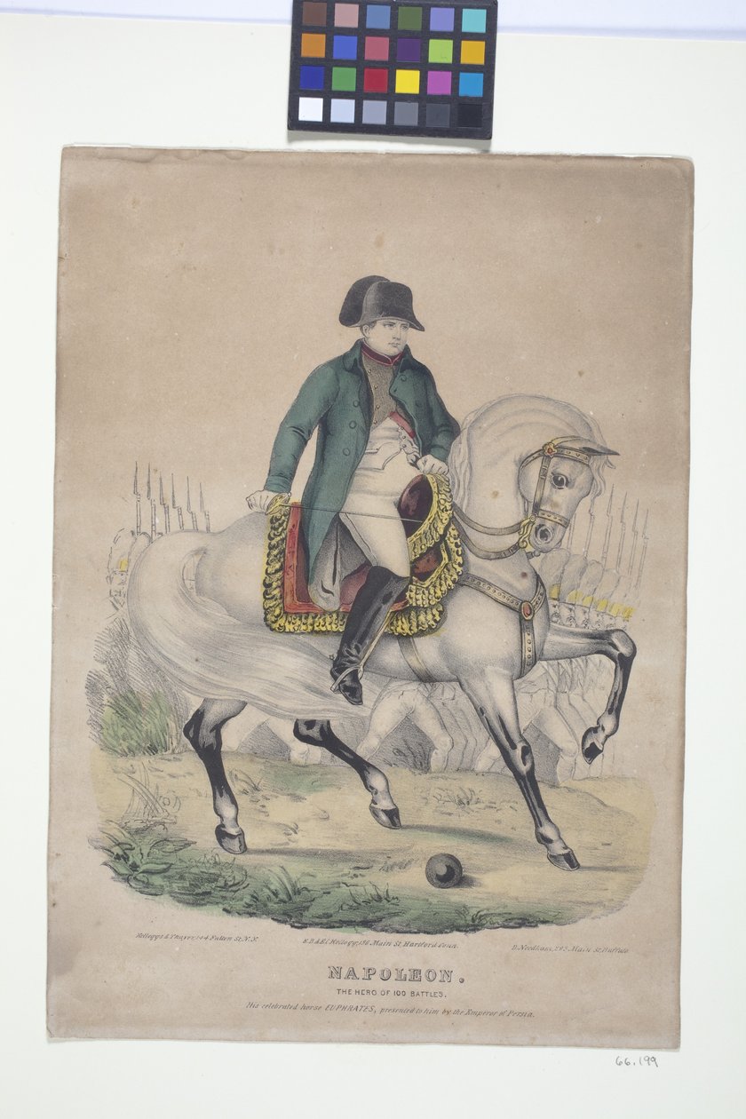 Napoleón - El héroe de 100 batallas (litografía coloreada a mano) de Edmund Burke Kellogg