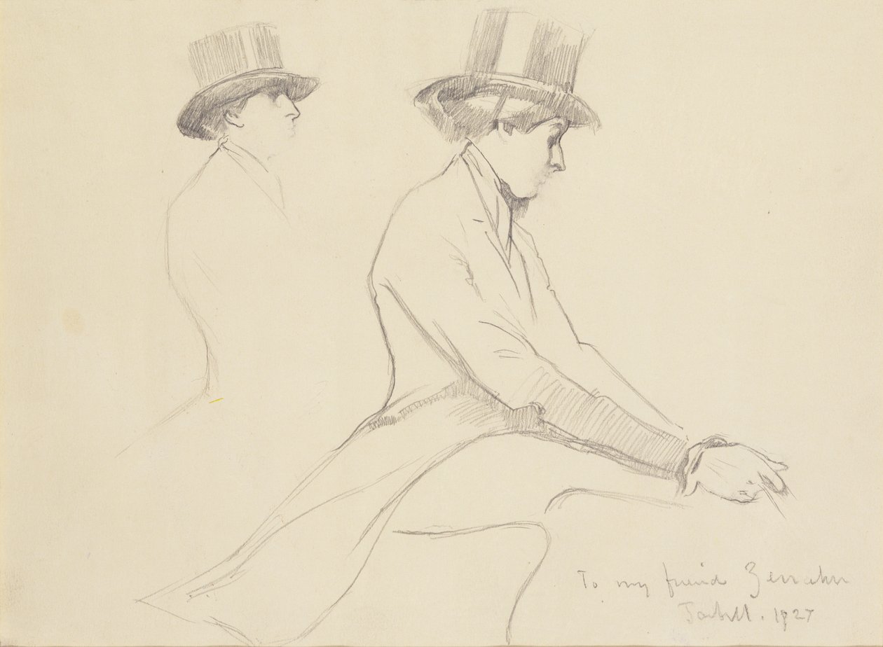 Figuras ecuestres (lápiz sobre papel) de Edmund Charles Tarbell
