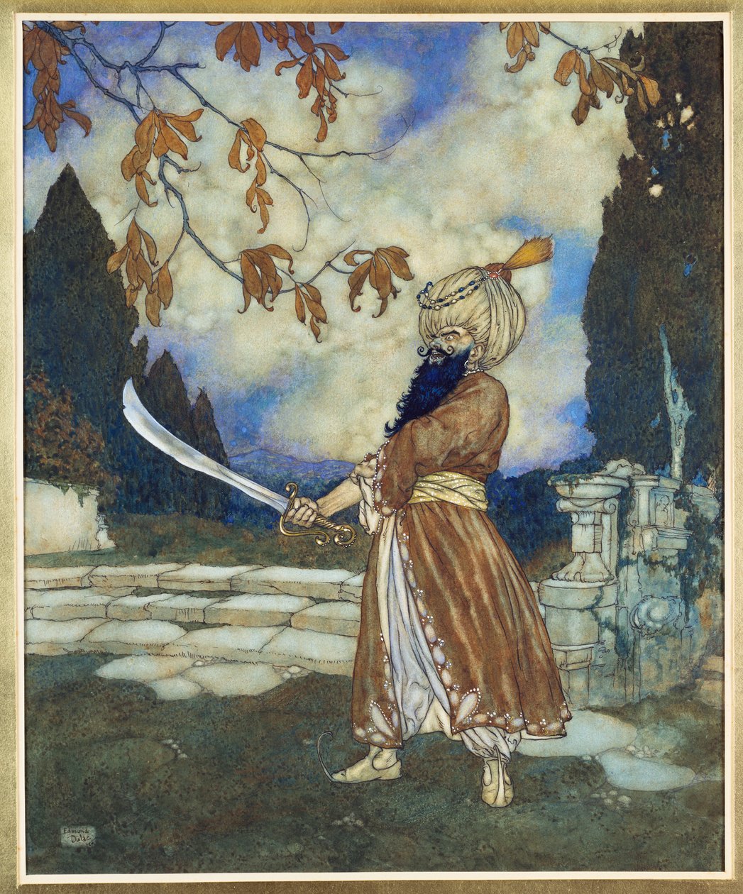 Barba Azul,1910 (acuarela, gouache, pluma y tinta negra sobre papel) de Edmund Dulac