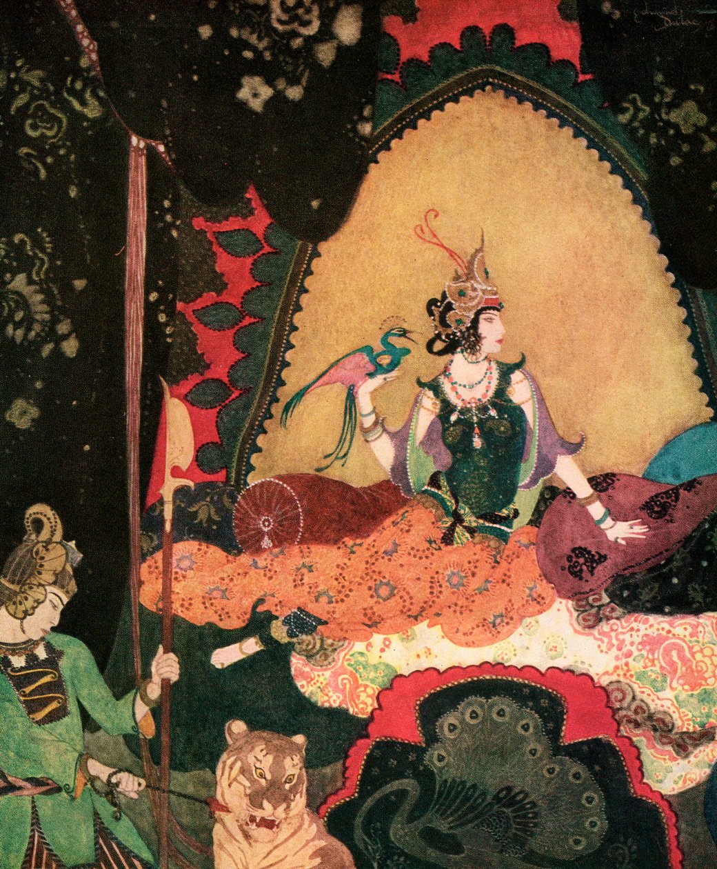 Layla sosteniendo un pájaro, de Edmund Dulac de Edmund Dulac