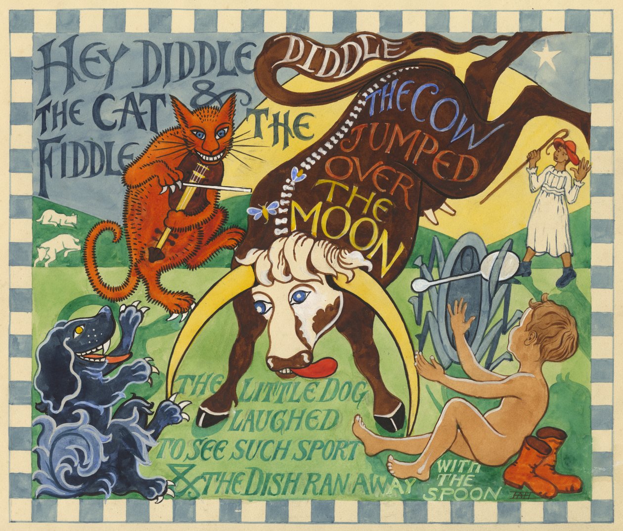 Hey Diddle Diddle, c.1935 (gouache sobre papel) de Edmund Hunter
