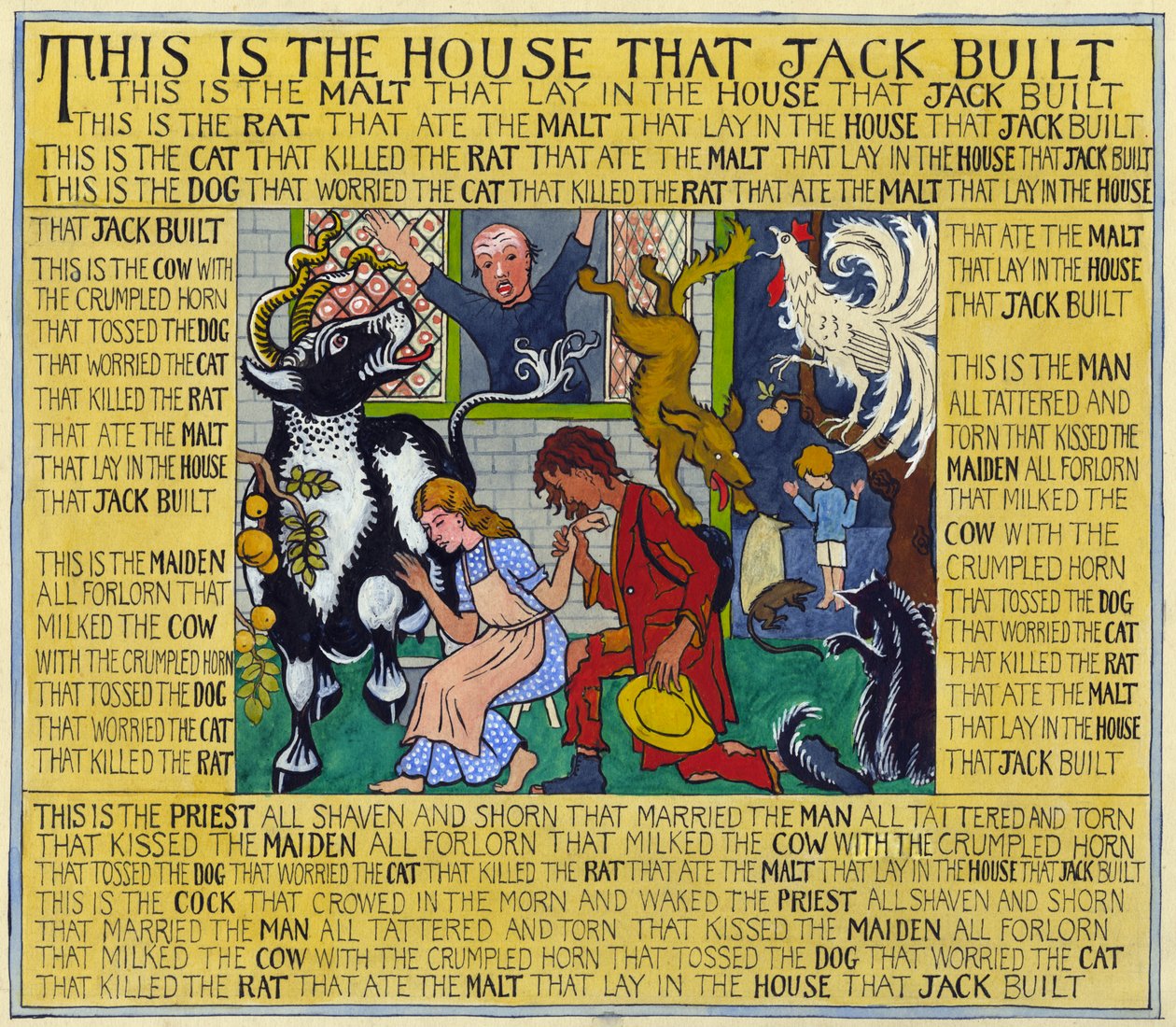 La casa que construyó Jack, c.1935 (gouache sobre papel) de Edmund Hunter