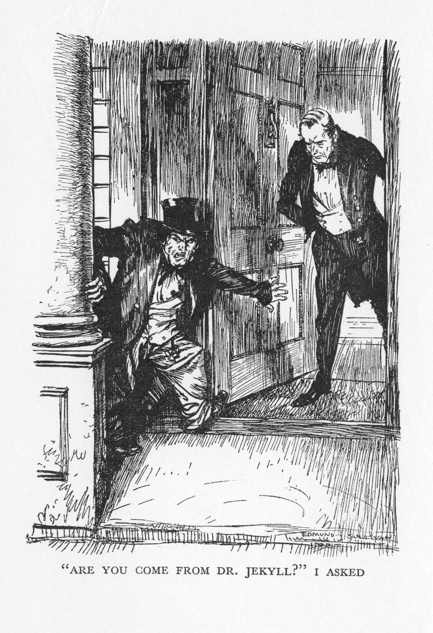 Escena de El Extraño Caso del Dr. Jekyll y Mr. Hyde de Robert Louis Stevenson, 1927 de Edmund Joseph Sullivan