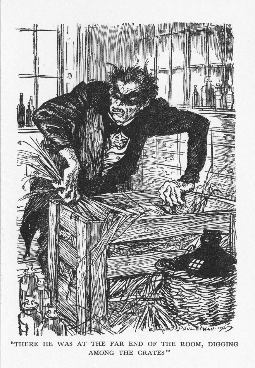 Escena de El extraño caso del Dr. Jekyll y Mr. Hyde de Robert Louis Stevenson, 1927 de Edmund Joseph Sullivan
